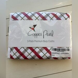 Copper Pearl Red and Green Plaid Burp Cloths - 3 Pack